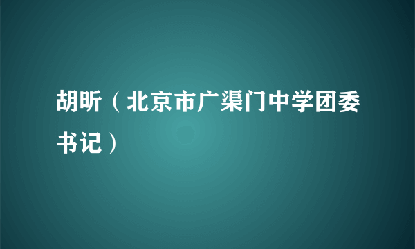 胡昕（北京市广渠门中学团委书记）