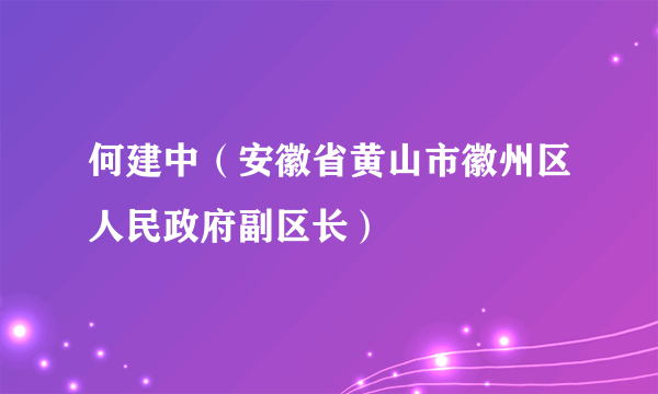 何建中（安徽省黄山市徽州区人民政府副区长）