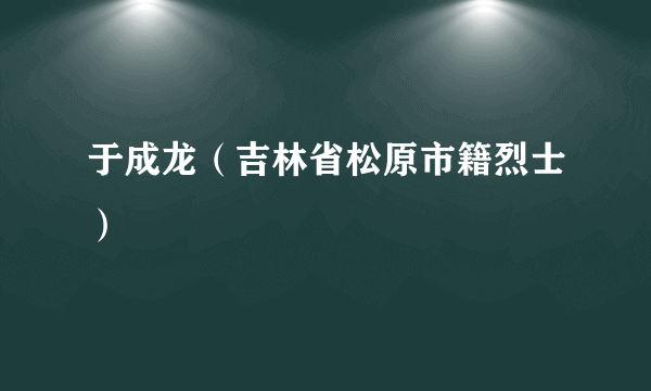 于成龙（吉林省松原市籍烈士）