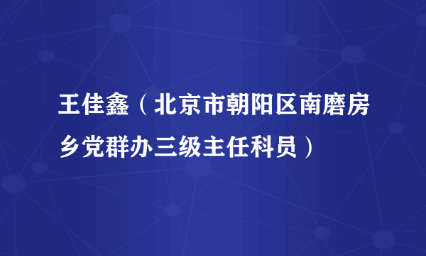 王佳鑫（北京市朝阳区南磨房乡党群办三级主任科员）