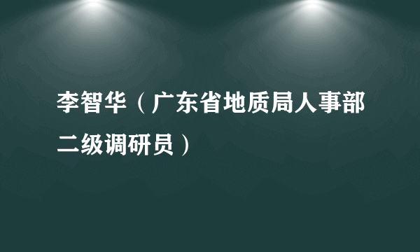 李智华（广东省地质局人事部二级调研员）