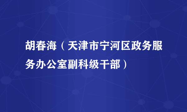 胡春海（天津市宁河区政务服务办公室副科级干部）