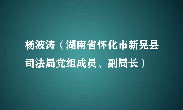 杨波涛（湖南省怀化市新晃县司法局党组成员、副局长）