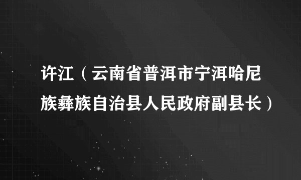 许江（云南省普洱市宁洱哈尼族彝族自治县人民政府副县长）