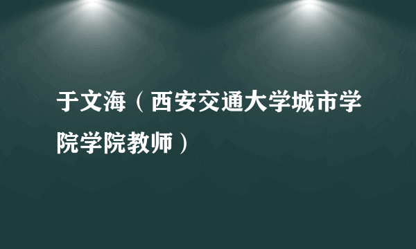 于文海（西安交通大学城市学院学院教师）