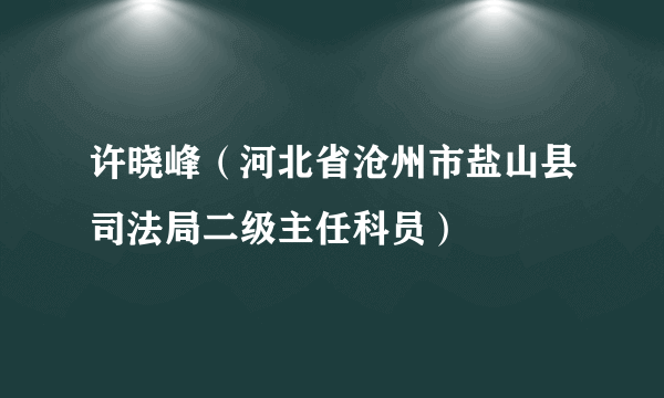 许晓峰（河北省沧州市盐山县司法局二级主任科员）