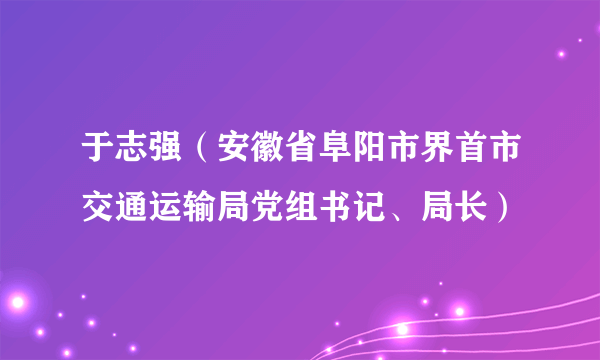 于志强（安徽省阜阳市界首市交通运输局党组书记、局长）