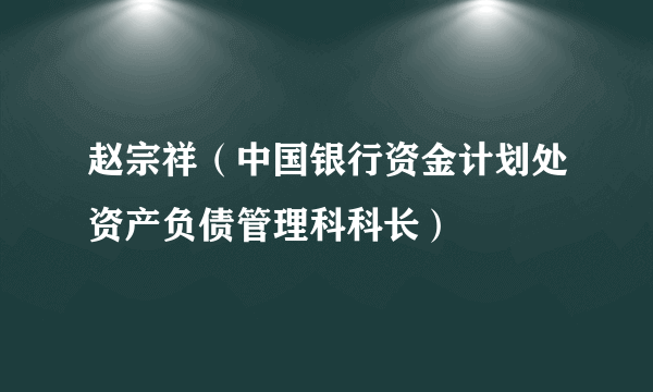 赵宗祥（中国银行资金计划处资产负债管理科科长）