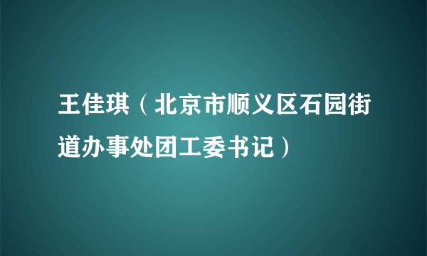 王佳琪（北京市顺义区石园街道办事处团工委书记）