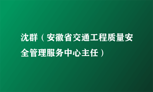 沈群（安徽省交通工程质量安全管理服务中心主任）