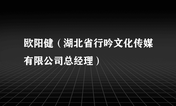 欧阳健（湖北省行吟文化传媒有限公司总经理）