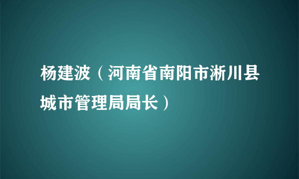 杨建波（河南省南阳市淅川县城市管理局局长）