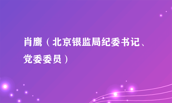 肖鹰（北京银监局纪委书记、党委委员）