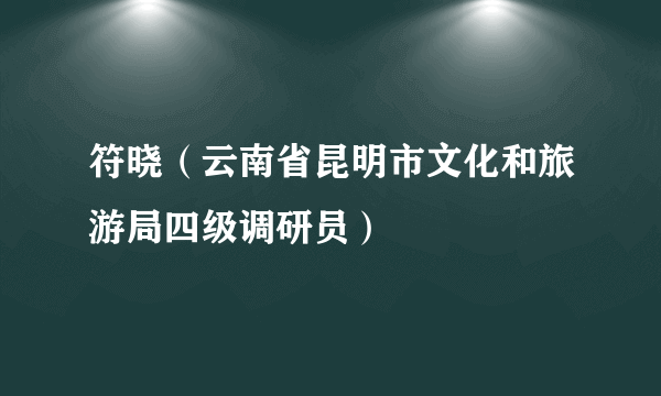 符晓（云南省昆明市文化和旅游局四级调研员）