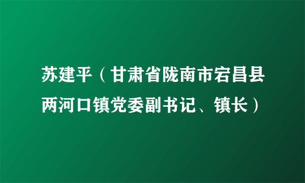 苏建平（甘肃省陇南市宕昌县两河口镇党委副书记、镇长）