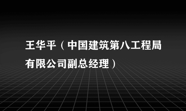 王华平（中国建筑第八工程局有限公司副总经理）