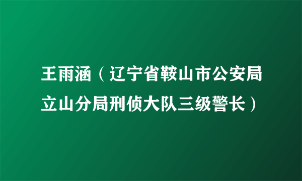 王雨涵（辽宁省鞍山市公安局立山分局刑侦大队三级警长）