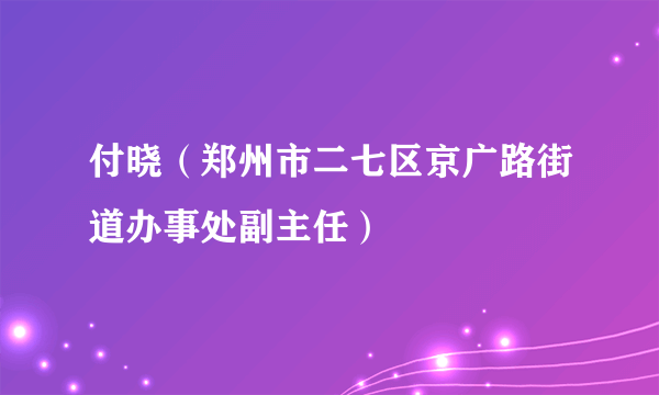 付晓（郑州市二七区京广路街道办事处副主任）