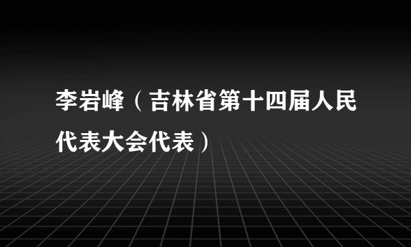 李岩峰（吉林省第十四届人民代表大会代表）