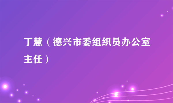 丁慧（德兴市委组织员办公室主任）