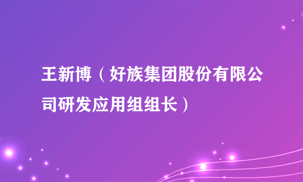 王新博（好族集团股份有限公司研发应用组组长）