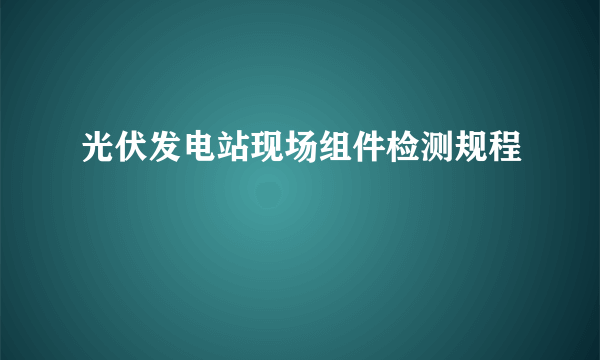 光伏发电站现场组件检测规程