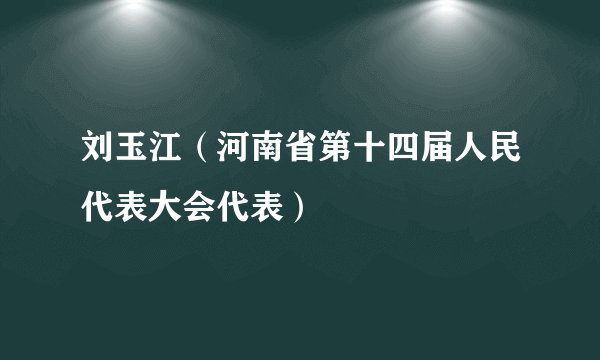 刘玉江（河南省第十四届人民代表大会代表）