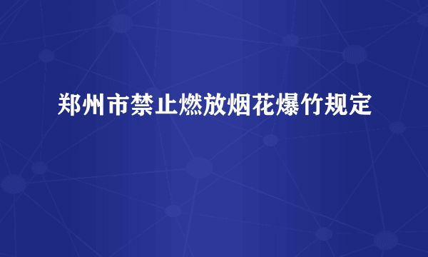 郑州市禁止燃放烟花爆竹规定