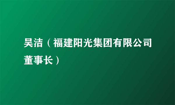 吴洁（福建阳光集团有限公司董事长）