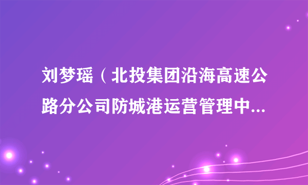 刘梦瑶（北投集团沿海高速公路分公司防城港运营管理中心东兴中心收费站收费班长）