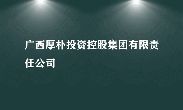 广西厚朴投资控股集团有限责任公司