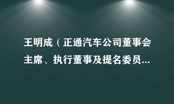 王明成（正通汽车公司董事会主席、执行董事及提名委员会主席）