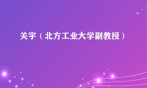 关宇（北方工业大学副教授）