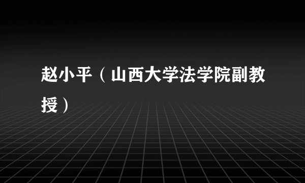 赵小平（山西大学法学院副教授）