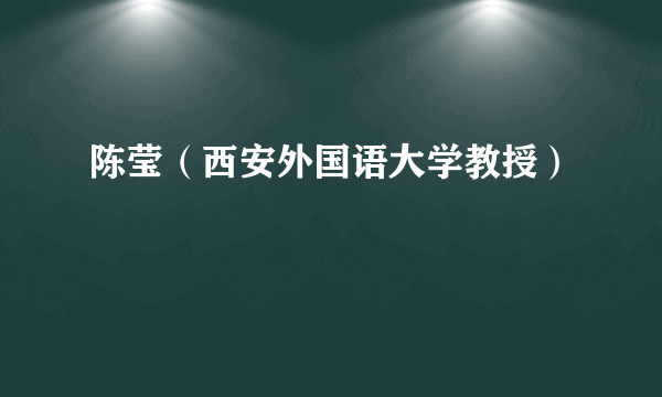 陈莹（西安外国语大学教授）