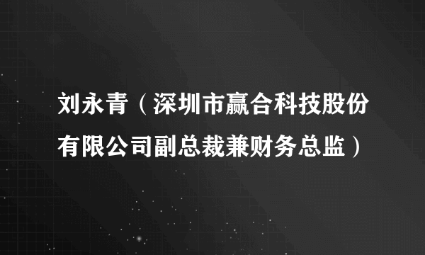 刘永青（深圳市赢合科技股份有限公司副总裁兼财务总监）