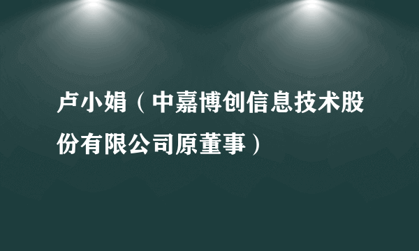 卢小娟（中嘉博创信息技术股份有限公司原董事）