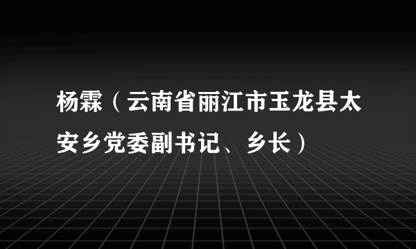 杨霖（云南省丽江市玉龙县太安乡党委副书记、乡长）