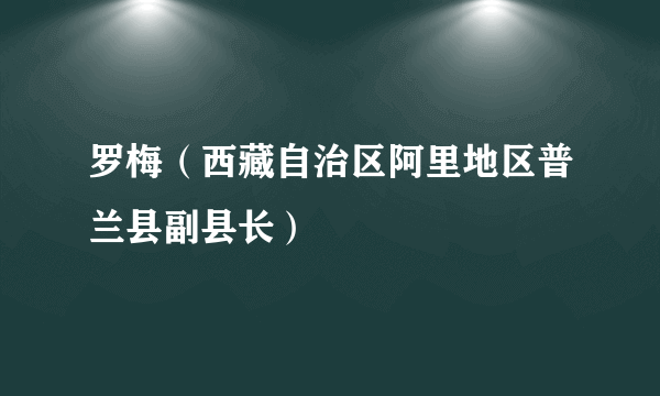 罗梅（西藏自治区阿里地区普兰县副县长）