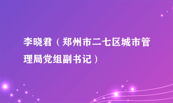 李晓君（郑州市二七区城市管理局党组副书记）