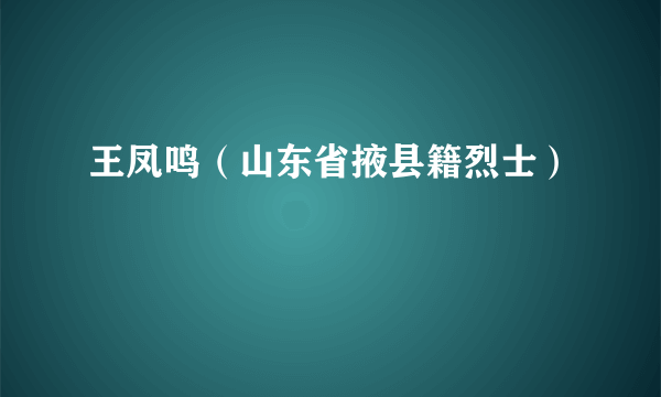 王凤鸣（山东省掖县籍烈士）