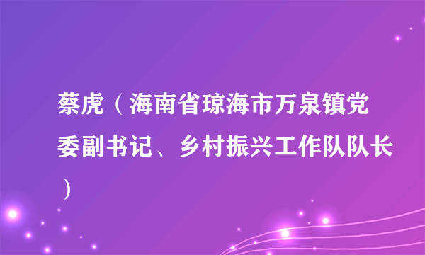 蔡虎（海南省琼海市万泉镇党委副书记、乡村振兴工作队队长）