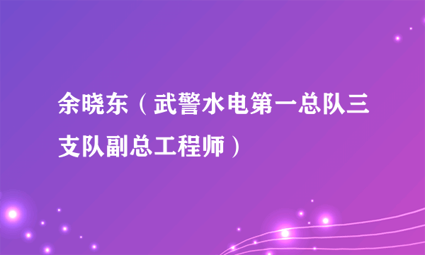 余晓东（武警水电第一总队三支队副总工程师）