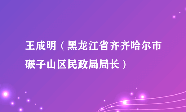 王成明（黑龙江省齐齐哈尔市碾子山区民政局局长）