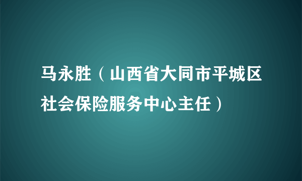 马永胜（山西省大同市平城区社会保险服务中心主任）