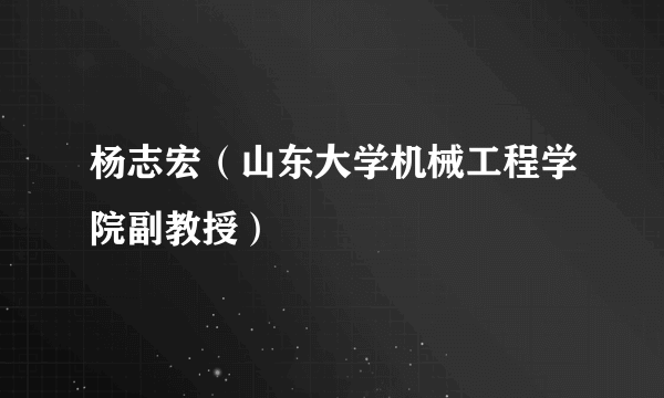 杨志宏（山东大学机械工程学院副教授）