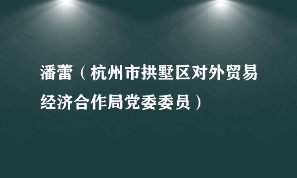 潘蕾（杭州市拱墅区对外贸易经济合作局党委委员）