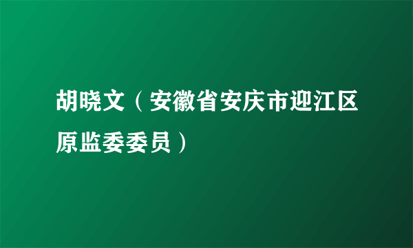 胡晓文（安徽省安庆市迎江区原监委委员）