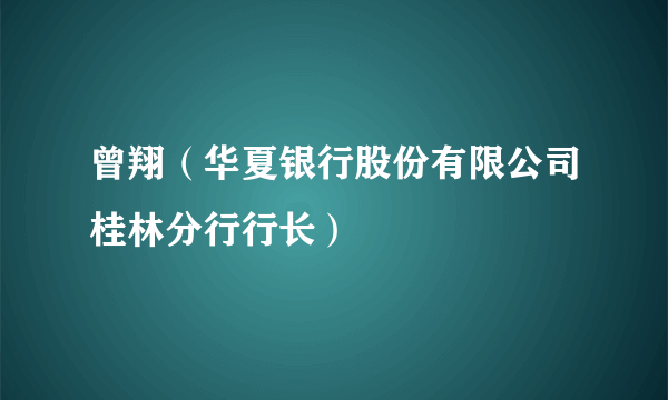 曾翔（华夏银行股份有限公司桂林分行行长）