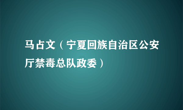 马占文（宁夏回族自治区公安厅禁毒总队政委）